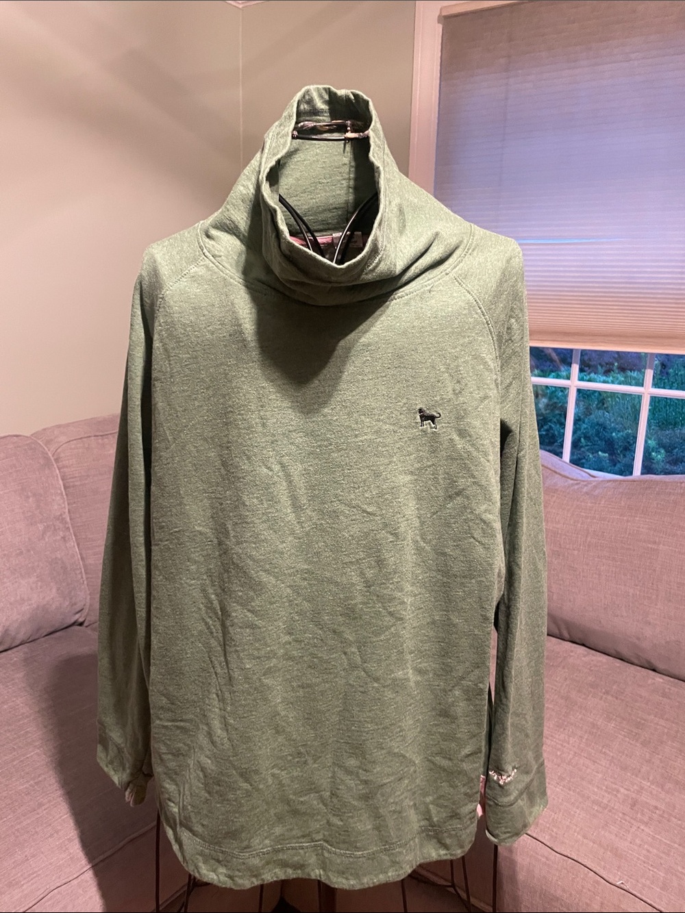 The Black Dog Olive Green Cowl Neck Women's Top
